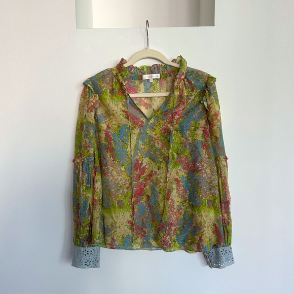 LoveShackFancy Tops - LoveShackFancy Ronalda Blouse in Pastel Fields